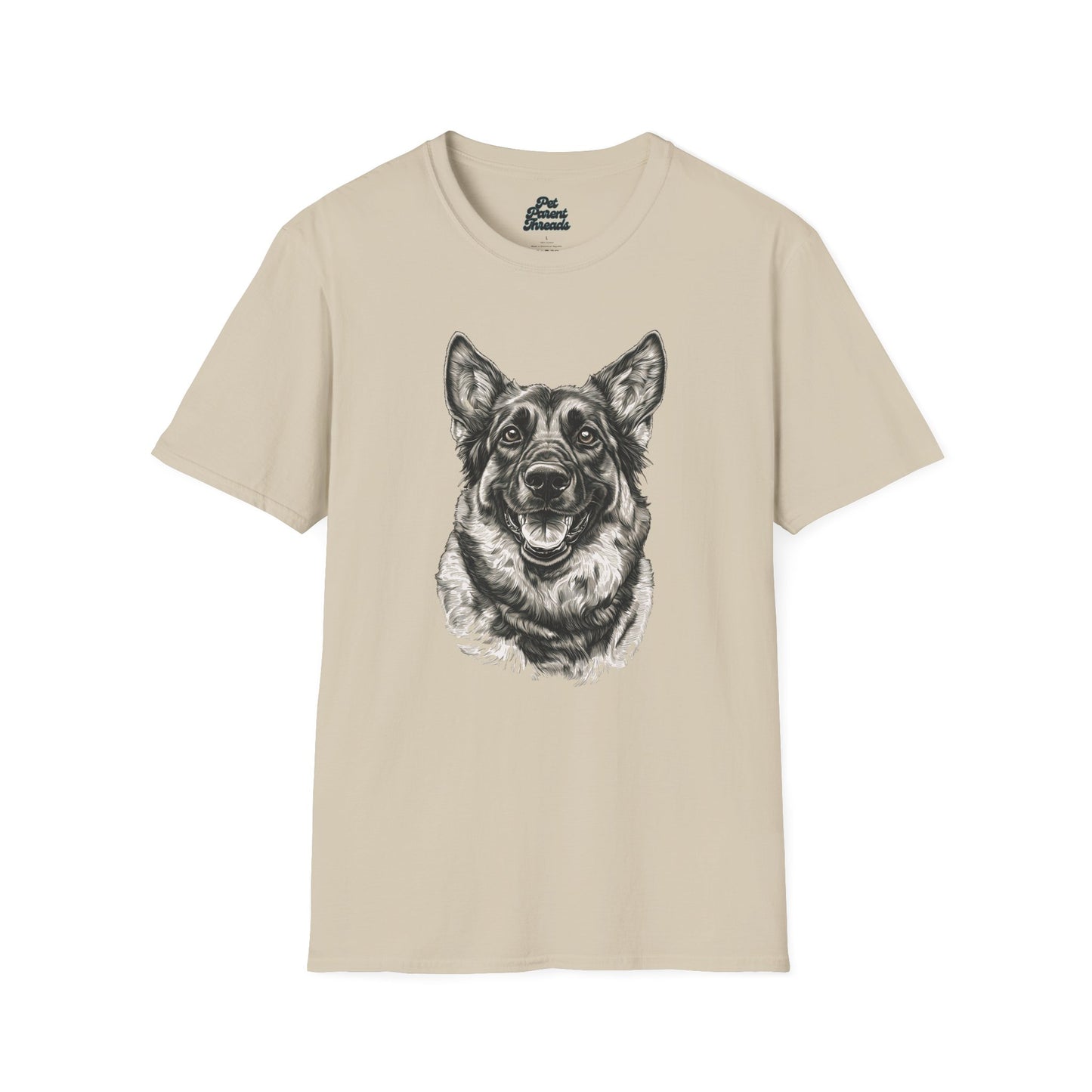 German Shepherd Premium Line Art Graphic Tee Sand