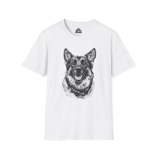 German Shepherd Premium Line Art Graphic Tee White