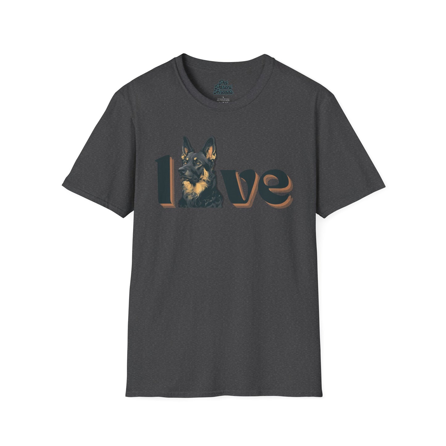 "LOVE" German Shepherd Graphic Tee Dark Heather