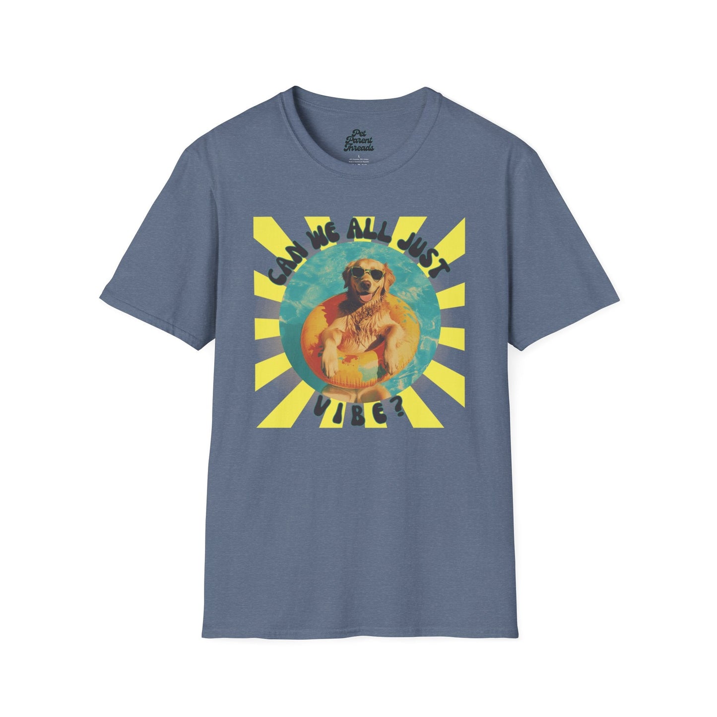 "Can We All Just Vibe?â Retro Summer Graphic Tee Heather Indigo