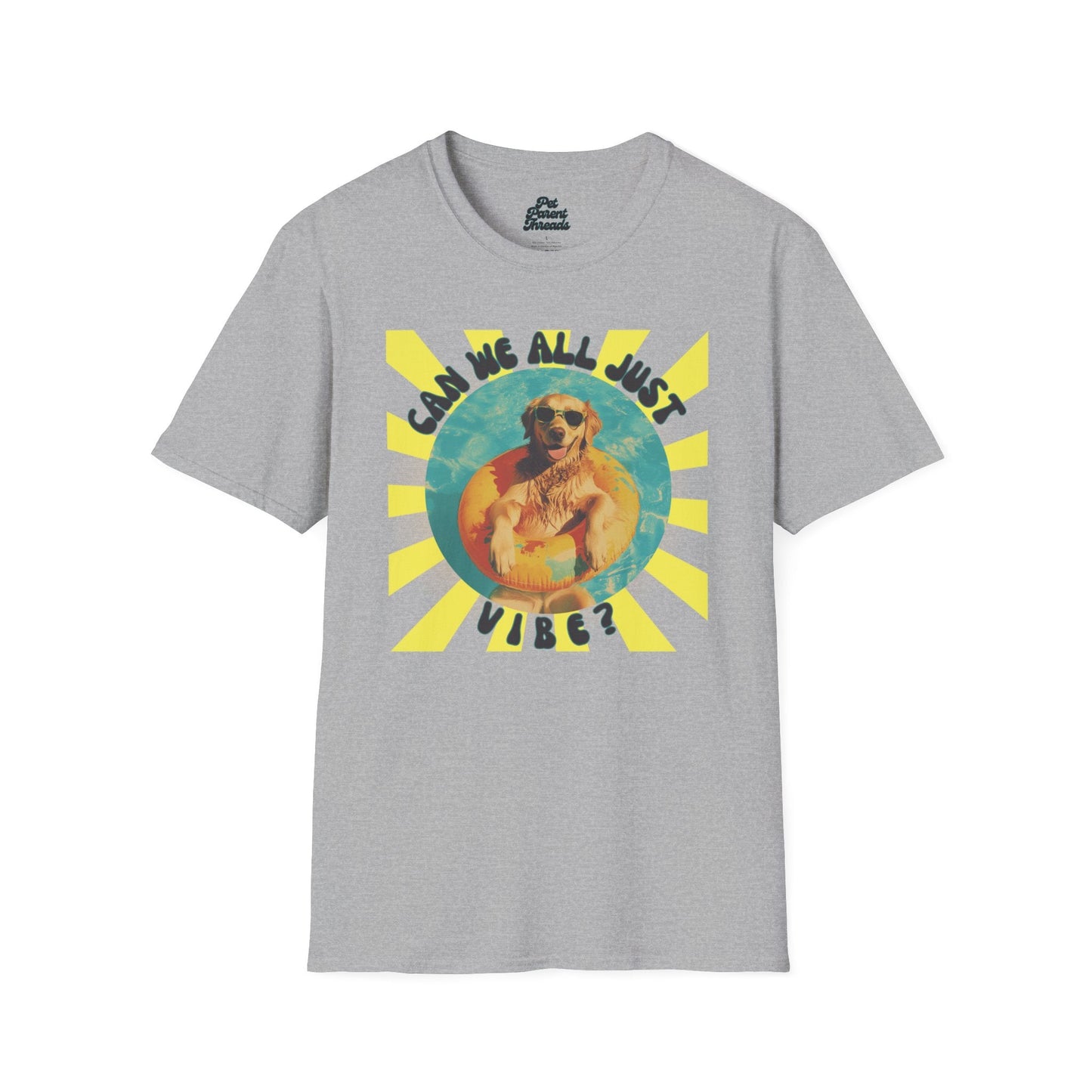 "Can We All Just Vibe?â Retro Summer Graphic Tee Sport Grey