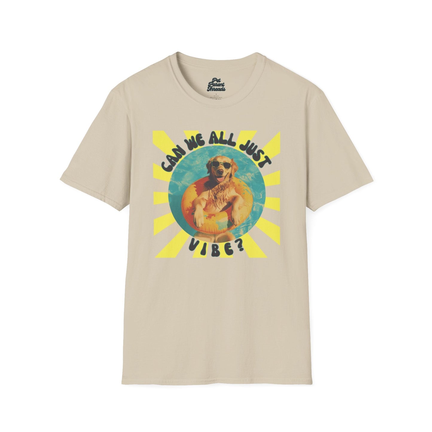 "Can We All Just Vibe?â Retro Summer Graphic Tee Sand