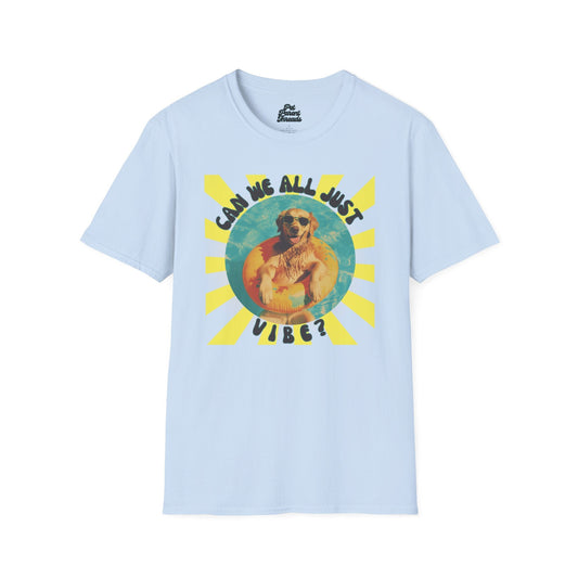 "Can We All Just Vibe?â Retro Summer Graphic Tee Light Blue
