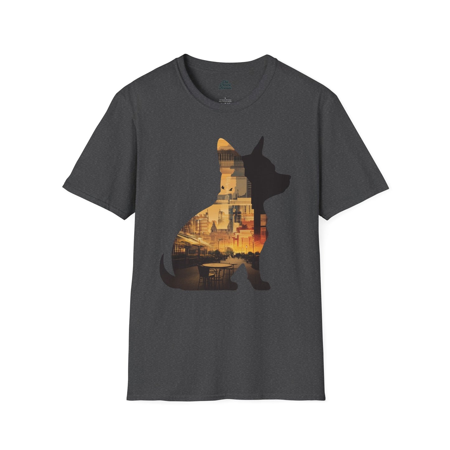 Chihuahua Cityscape Silhouette Graphic Tee Dark Heather