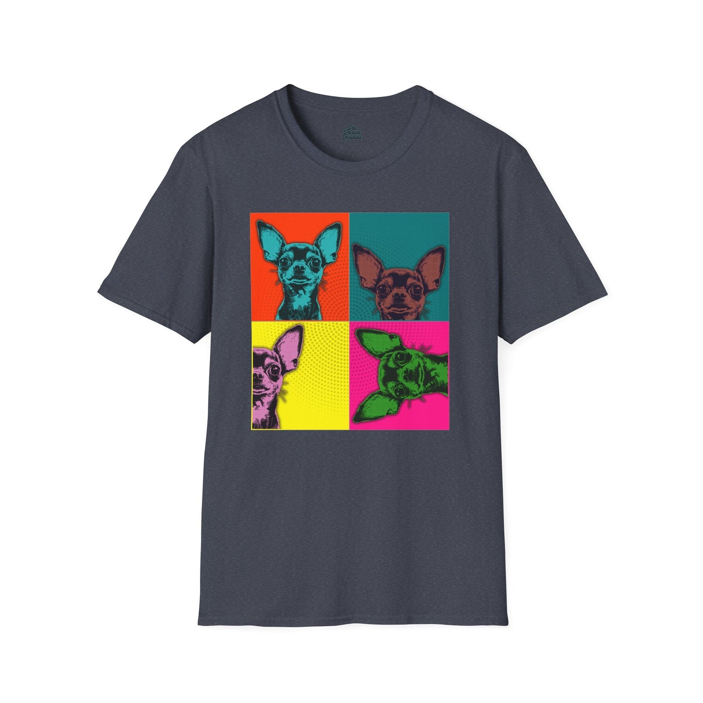 Chihuahua Pop Art Graphic Tee Heather Navy