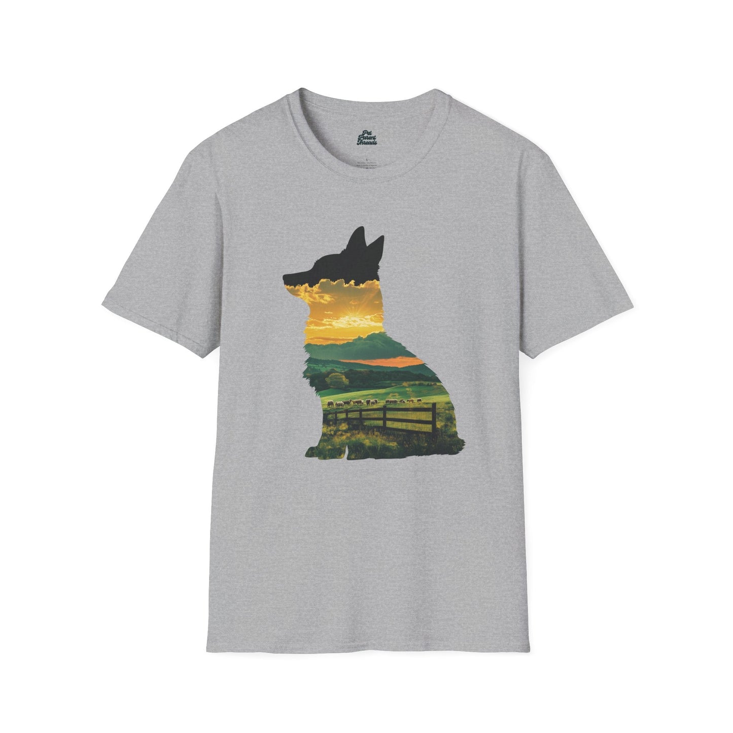 Corgi Sunset Silhouette Tee Sport Grey