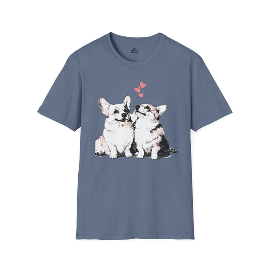 Corgis In Love Graphic Tee Heather Indigo