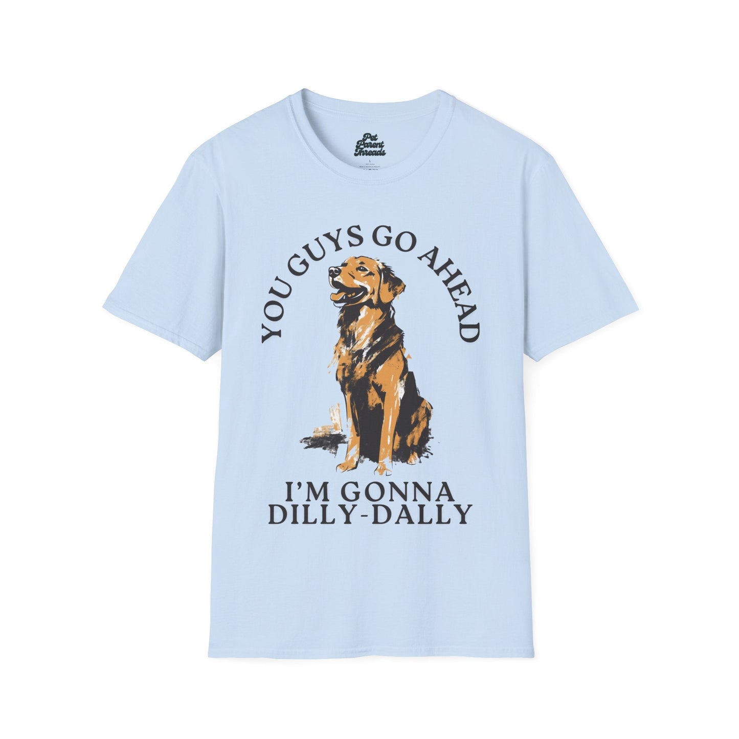 âDilly-Dally" Golden Graphic Tee Light Blue