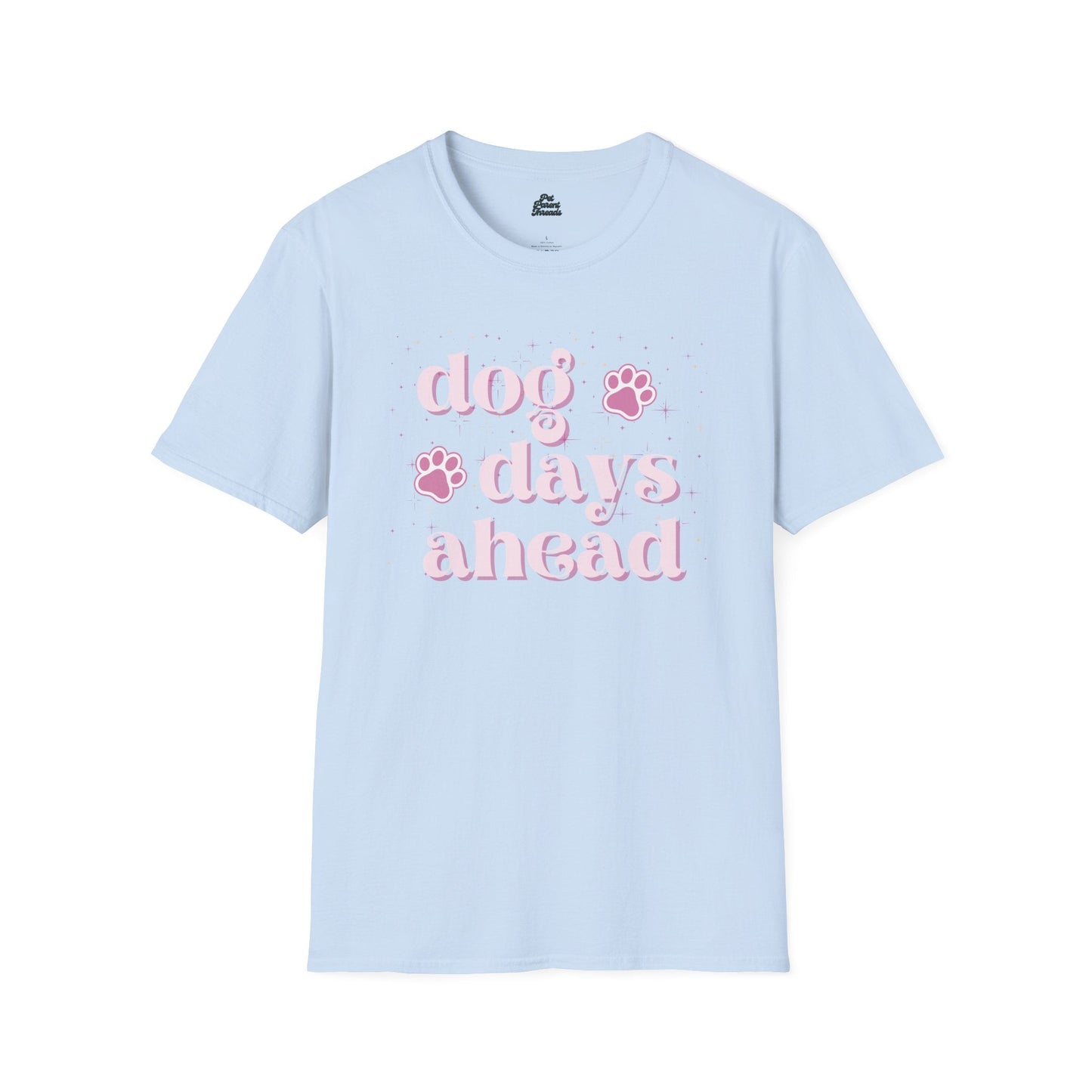 "Dog Days Ahead" Retro Dog-Mom Graphic Tee Light Blue