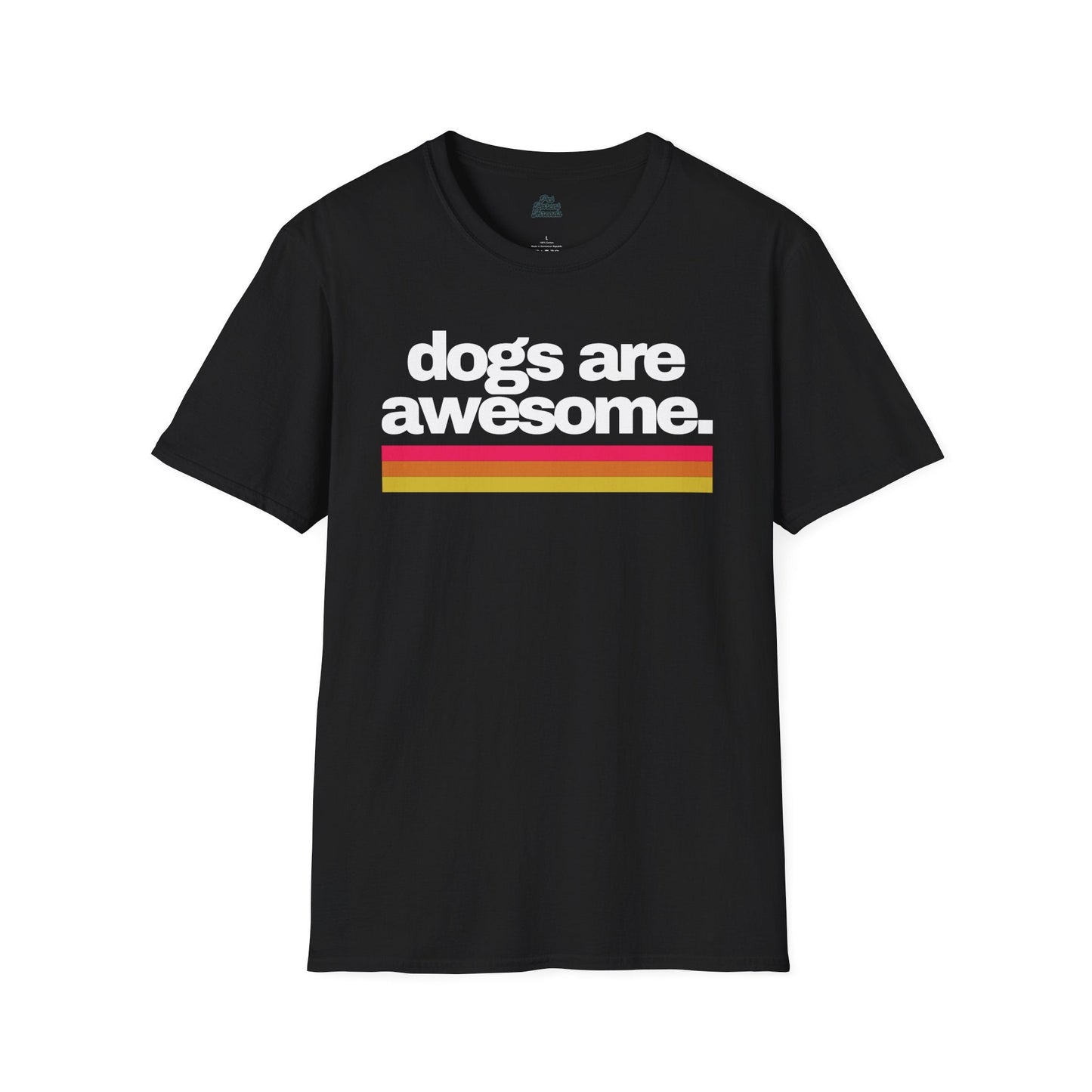 "Dogs Are Awesome.â 70s Vintage-Inspired Graphic Tee Black