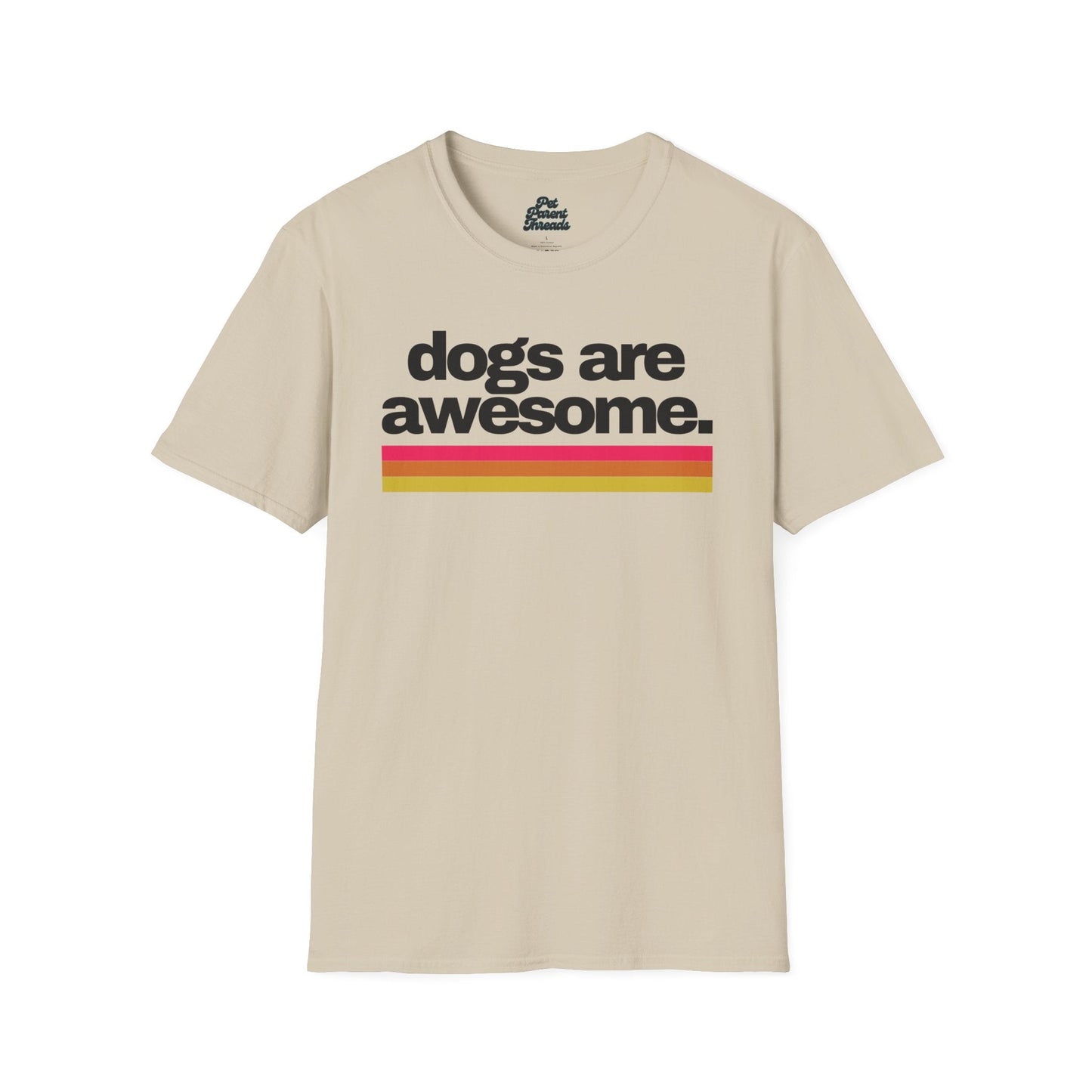 "Dogs Are Awesome.â 70s Vintage-Inspired Graphic Tee Sand