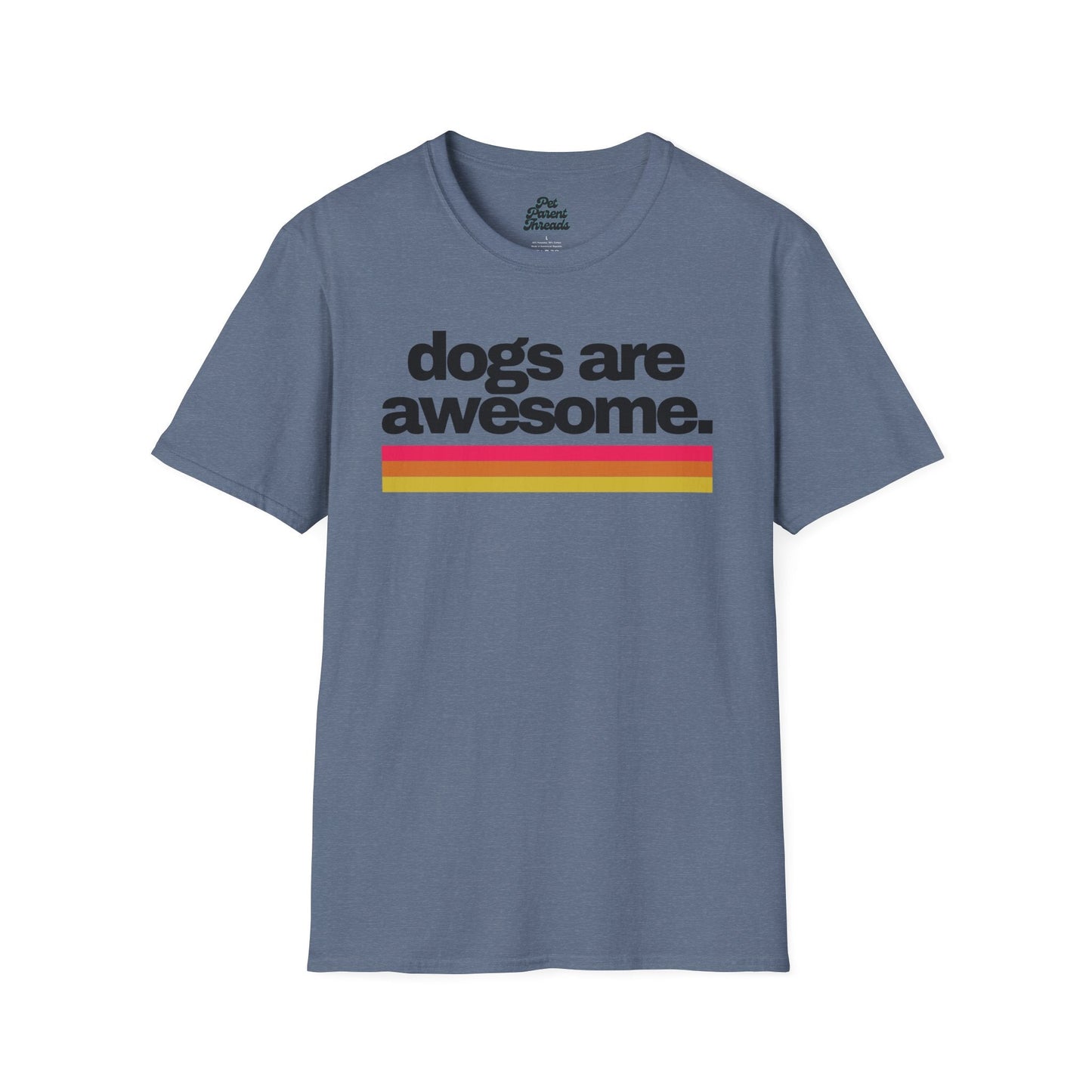 "Dogs Are Awesome.â 70s Vintage-Inspired Graphic Tee Heather Indigo