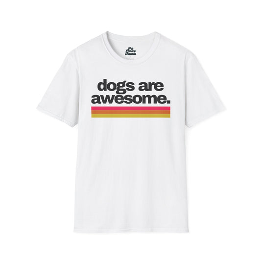 "Dogs Are Awesome.â 70s Vintage-Inspired Graphic Tee White