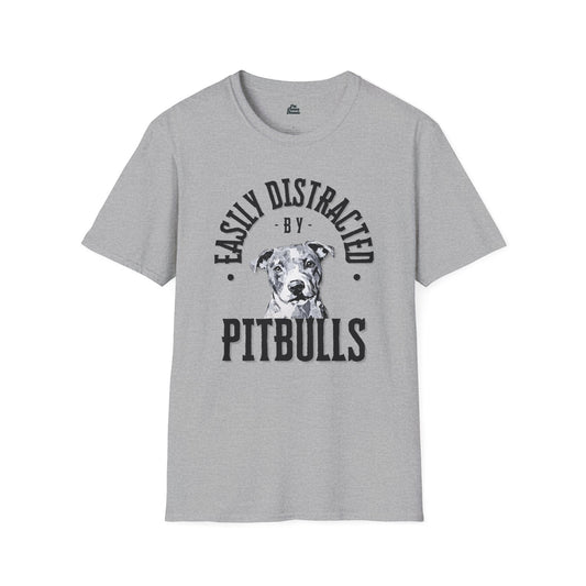 Easily Distracted by Pitbulls Graphic Tee Sport Grey