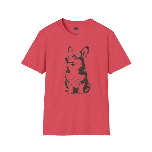 Elegant Corgi Graphic Tee Heather Red