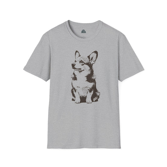 Elegant Corgi Graphic Tee Sport Grey