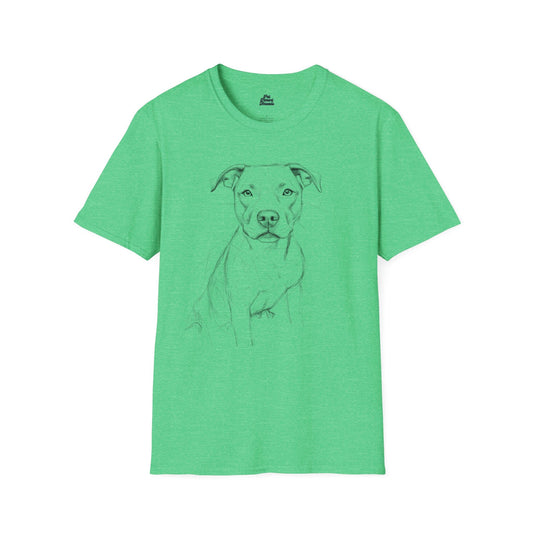 Geometric Pitbull Sketch Graphic Tee Heather Irish Green