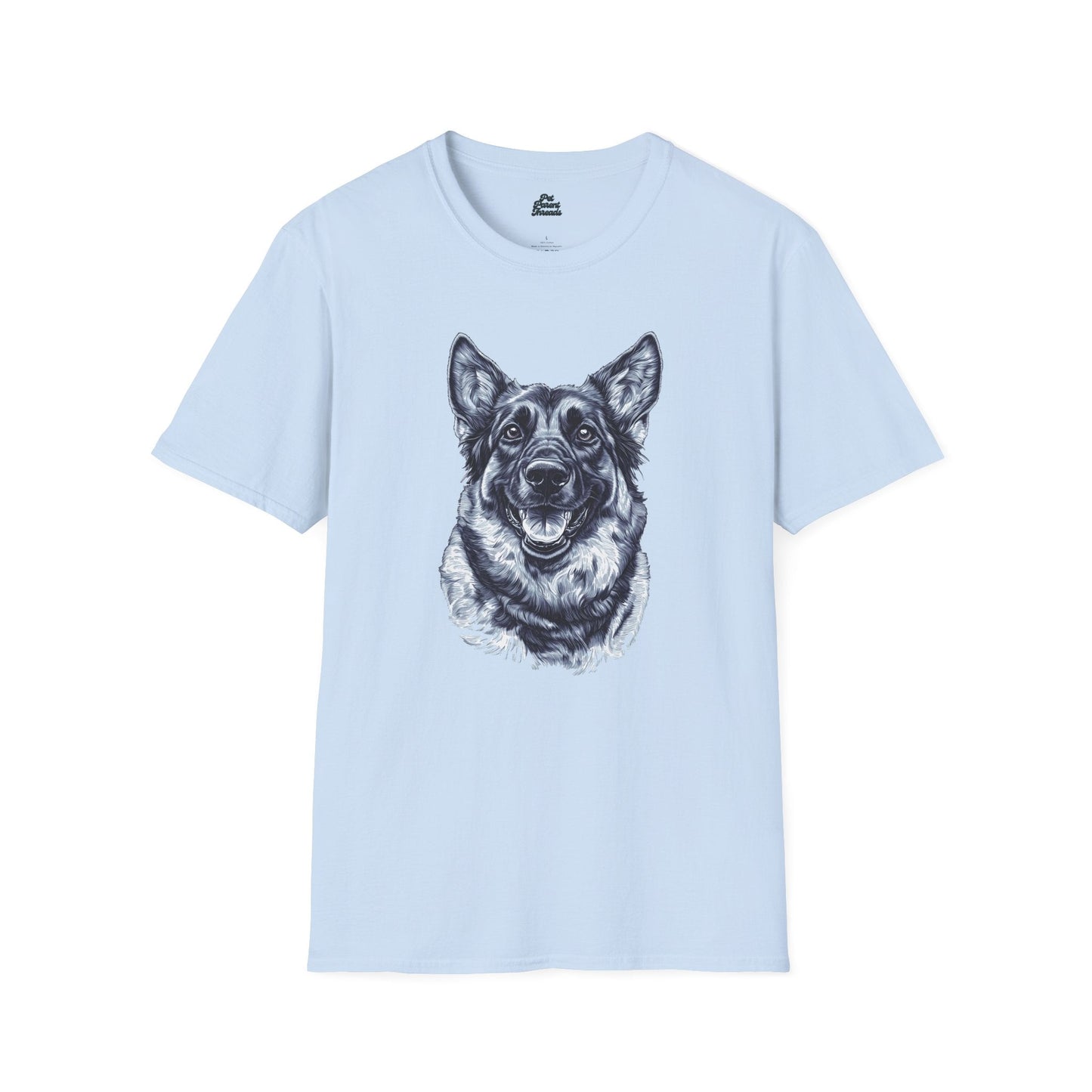 German Shepherd Premium Line Art Graphic Tee Light Blue