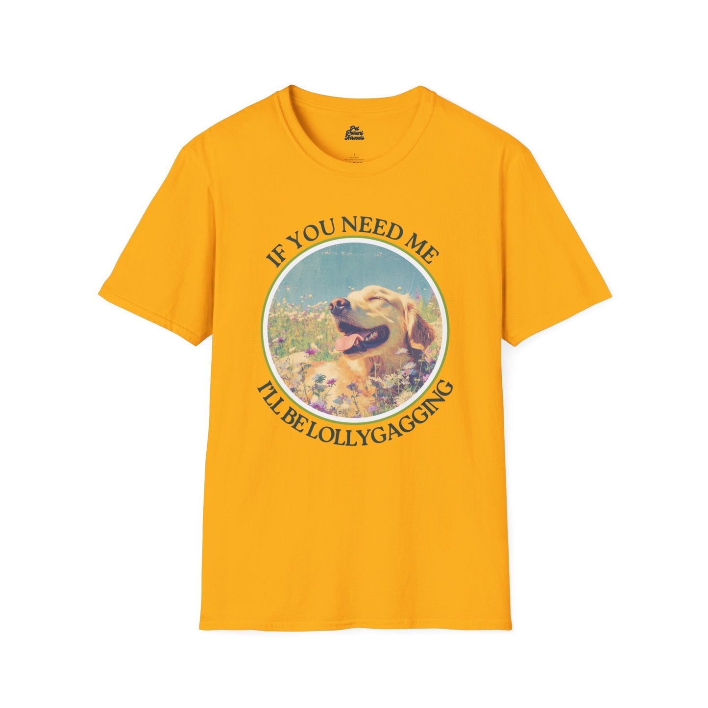 Golden Retriever Lollygagging Graphic Tee Gold