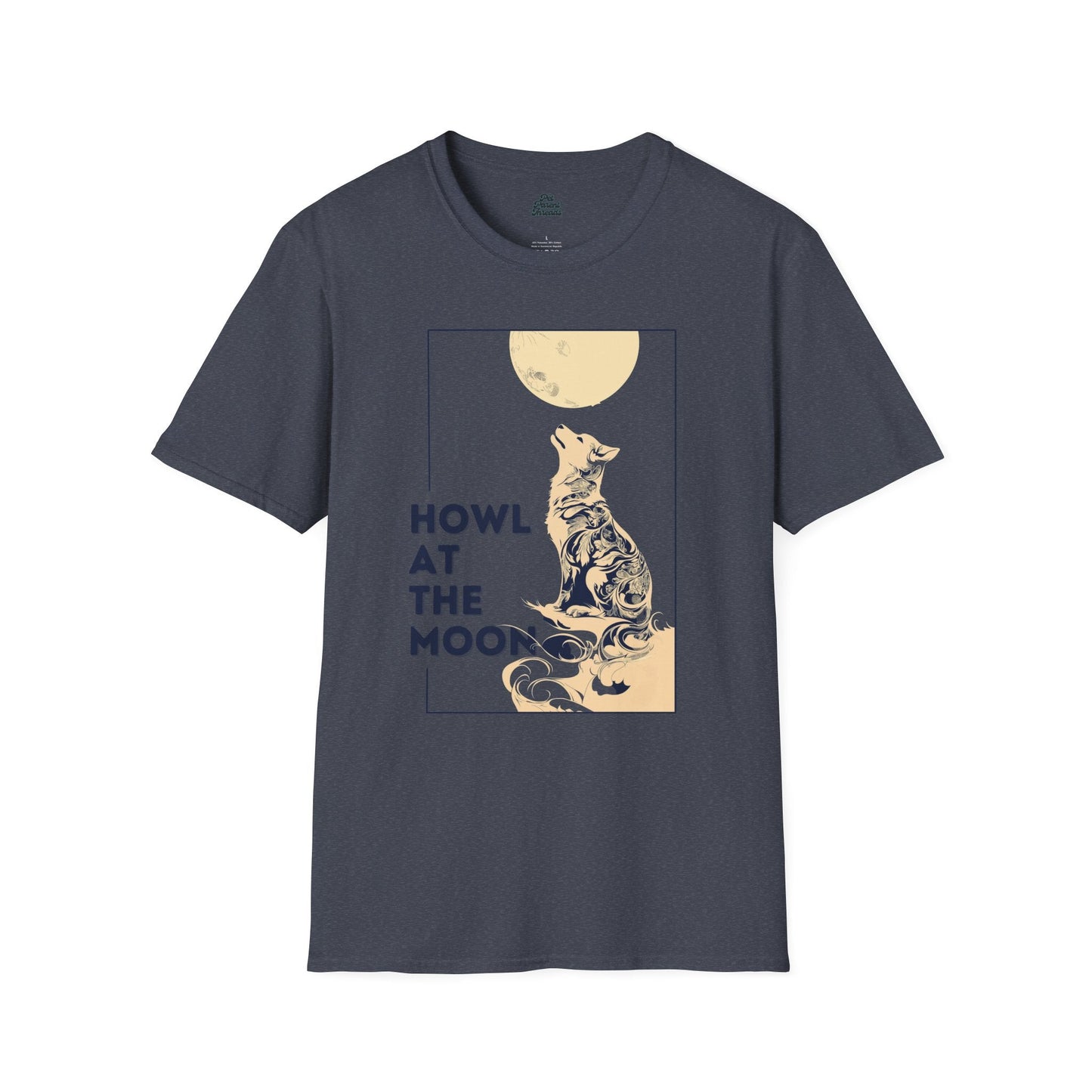 "Howl at the Moon" Siberian Husky Graphic Tee Heather Navy