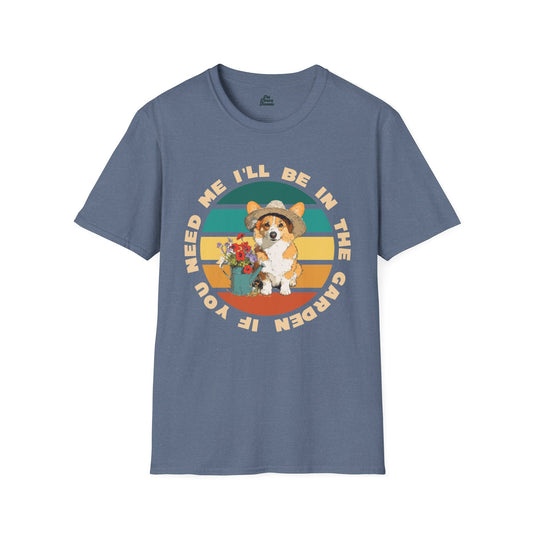 I'll Be In The Garden Corgi Graphic Tee Heather Indigo