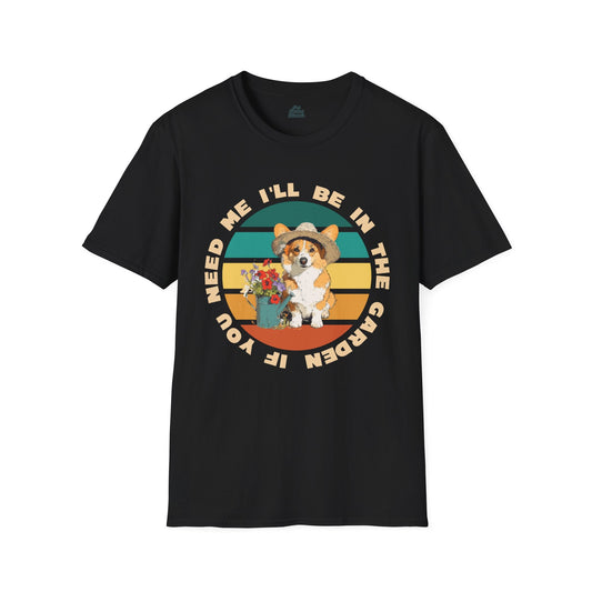 I'll Be In The Garden Corgi Graphic Tee Black