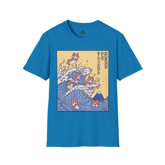 Keep Calm and Surf On Corgi Graphic Tee Sapphire