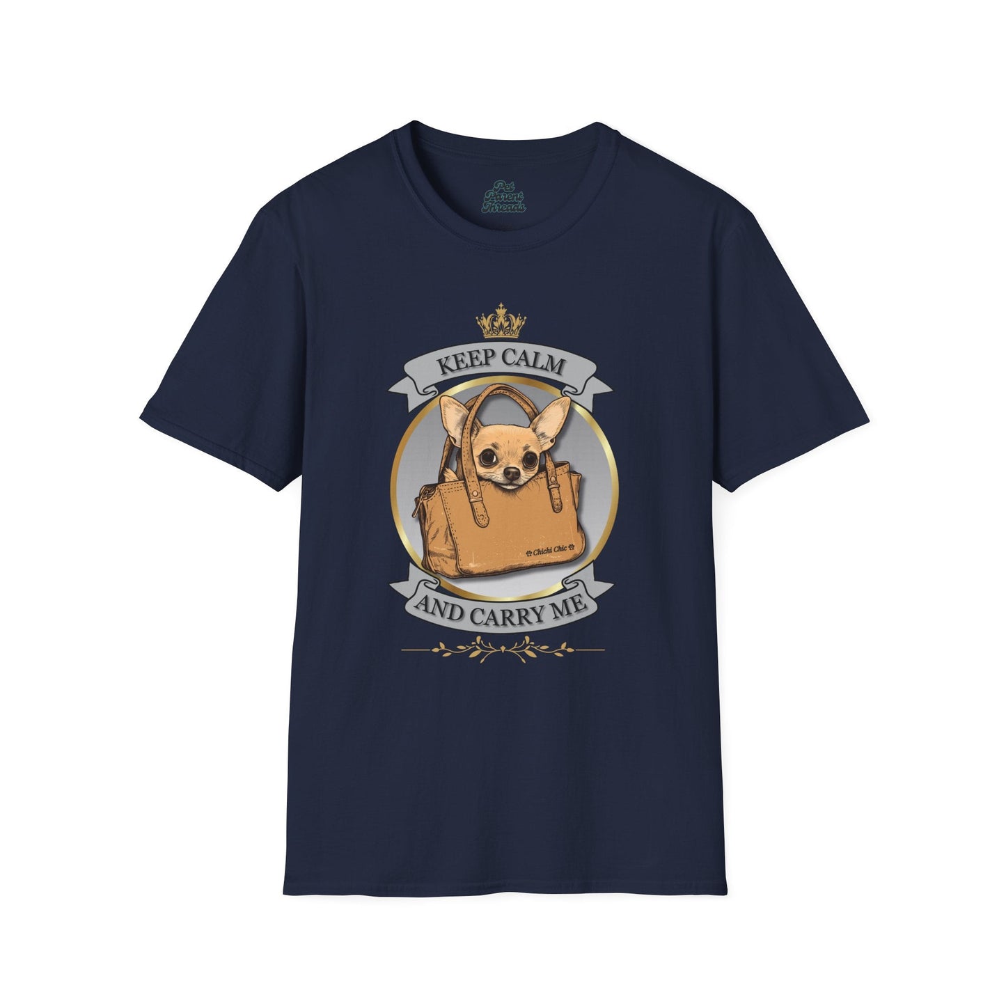 Keep Calm & Carry Me Chihuahua Graphic Tee Navy