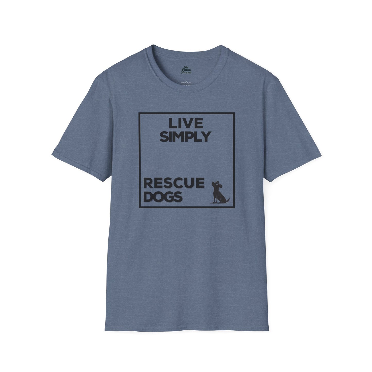 "Live Simply" Dog Rescue Graphic Tee Heather Indigo
