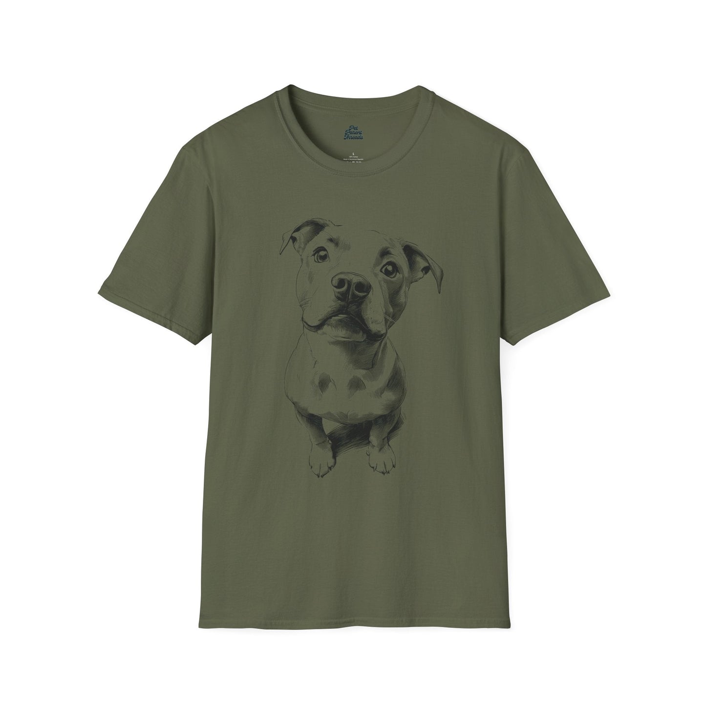 Loyal Pitbull Portrait Graphic Tee Military Green