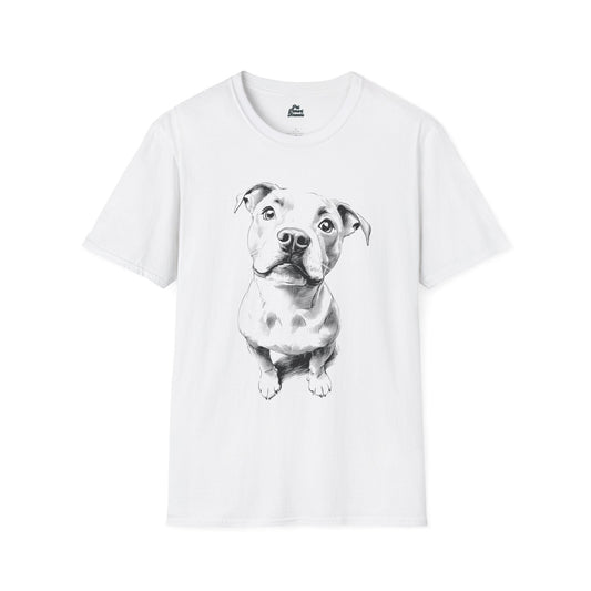 Loyal Pitbull Portrait Graphic Tee White