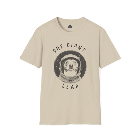 "One Giant Leap" Astronaut Dog Graphic Tee Sand