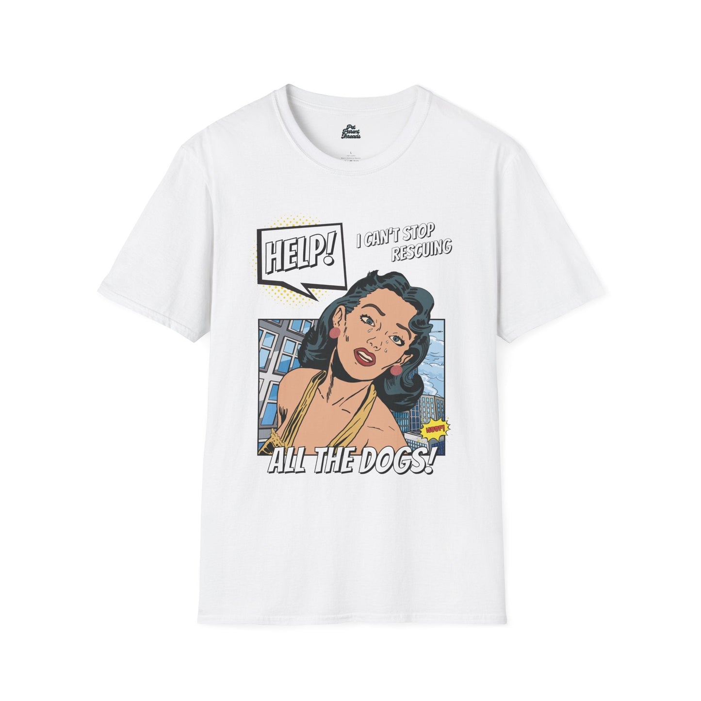 Pop Art Dog Rescue Addict Graphic Tee White