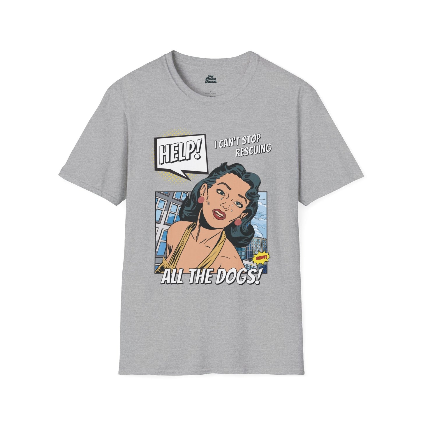 Pop Art Dog Rescue Addict Graphic Tee Sport Grey