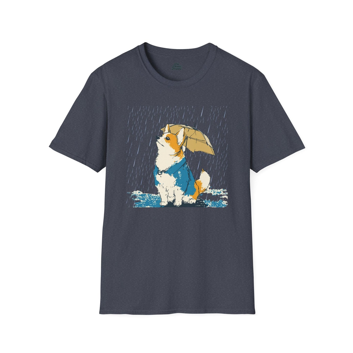 Rainy Day Corgi Graphic Tee Heather Navy