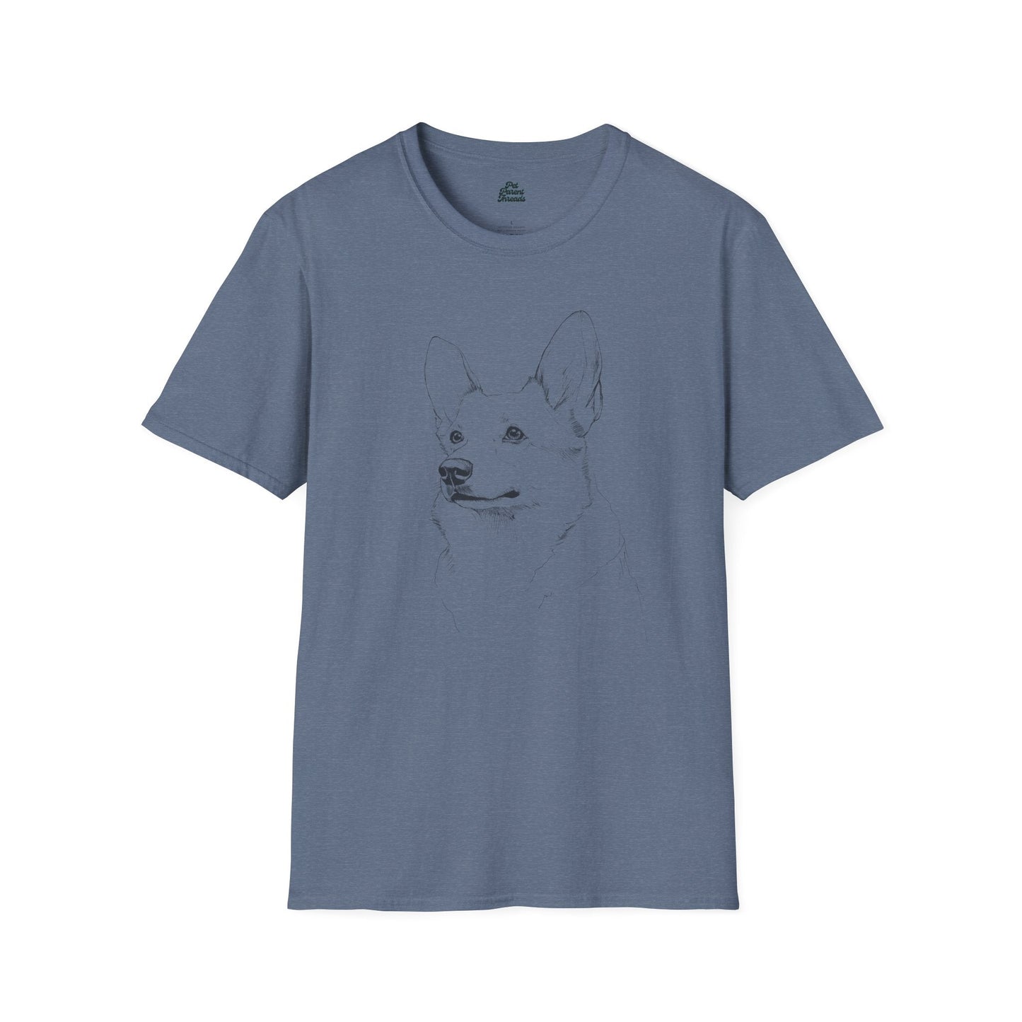 Regal Corgi Sketch Graphic Tee Heather Indigo