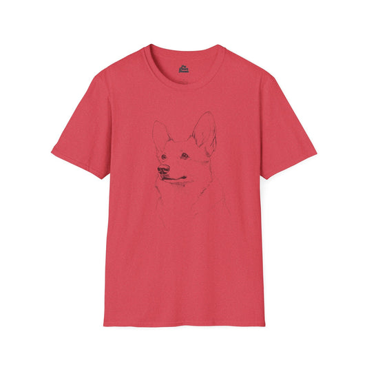 Regal Corgi Sketch Graphic Tee Heather Red
