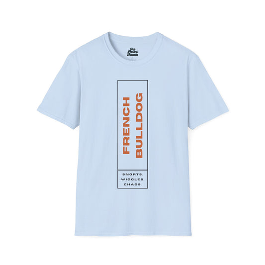 "Snorts.Wiggles.Chaos" Minimalist Tee Light Blue