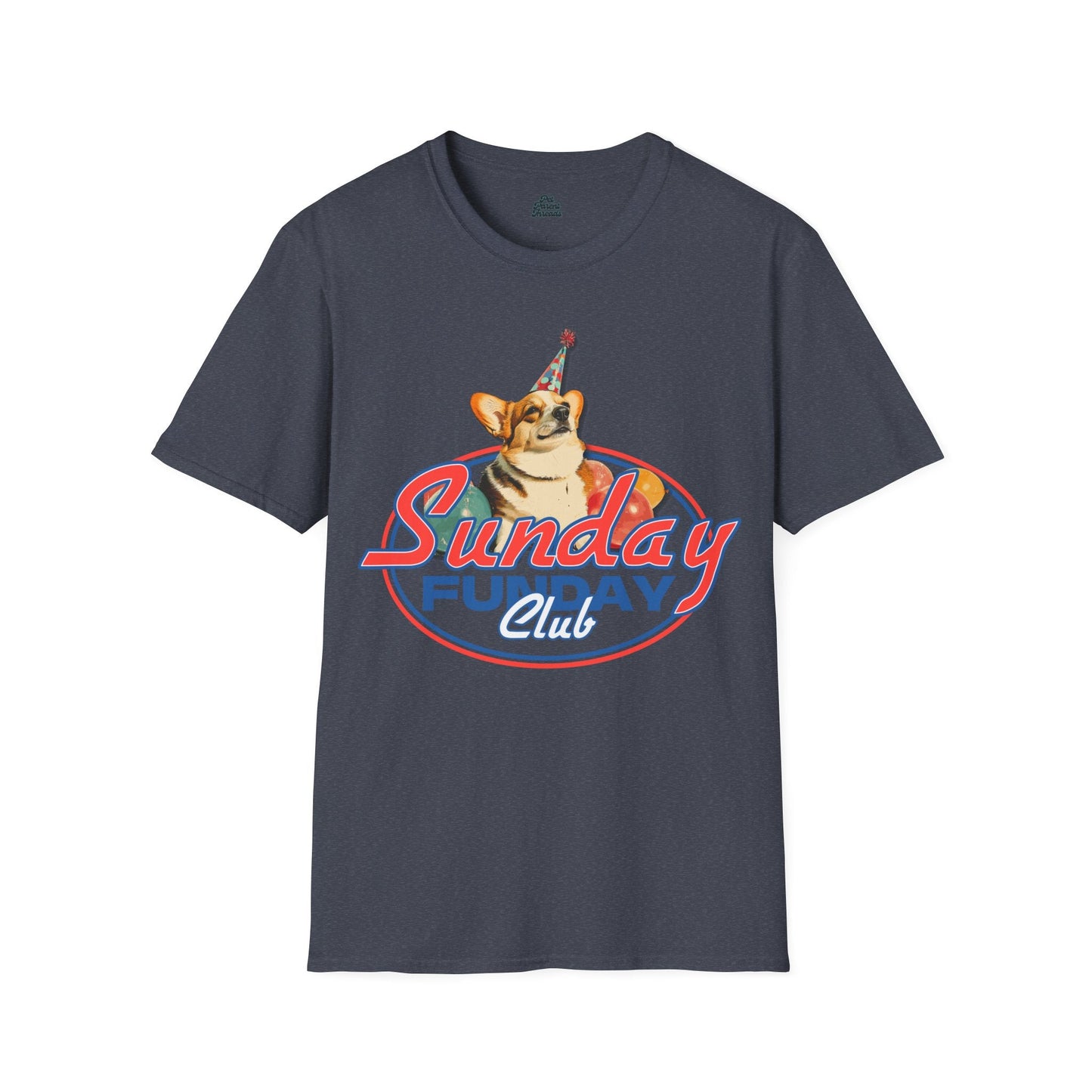 Sunday Funday Club Corgi Graphic Tee Heather Navy