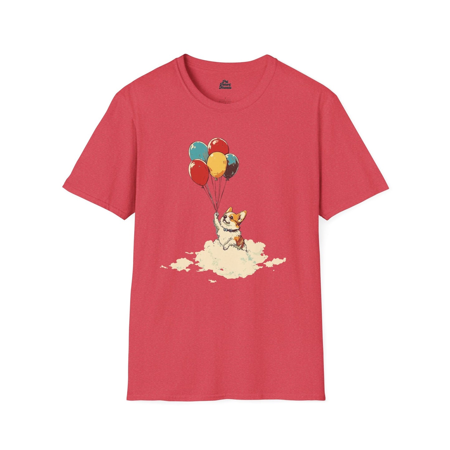 Up Up and Away Corgi Graphic Tee Heather Red