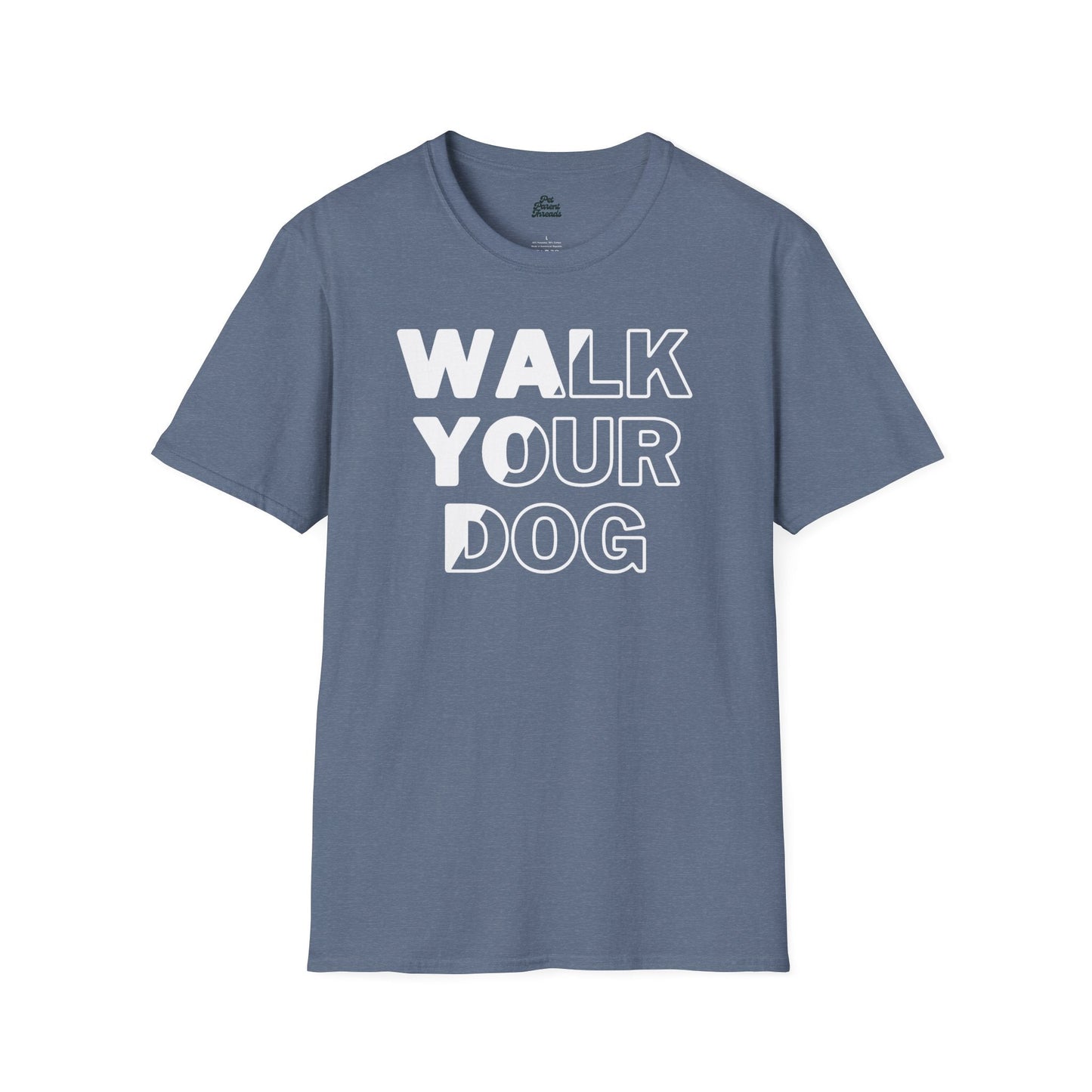 âWalk Your Dogâ Bold Minimalist Tee Heather Indigo