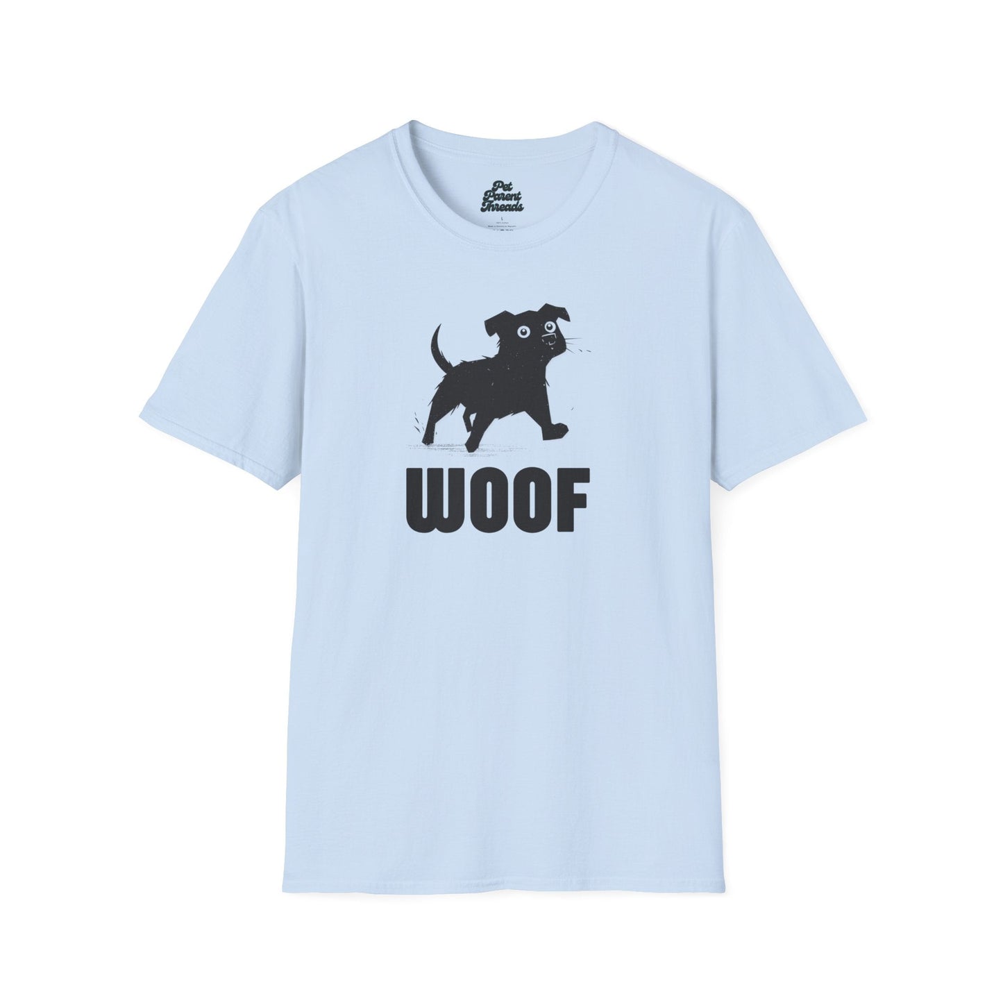 âWOOFâ Playful Minimalist Graphic Tee Light Blue