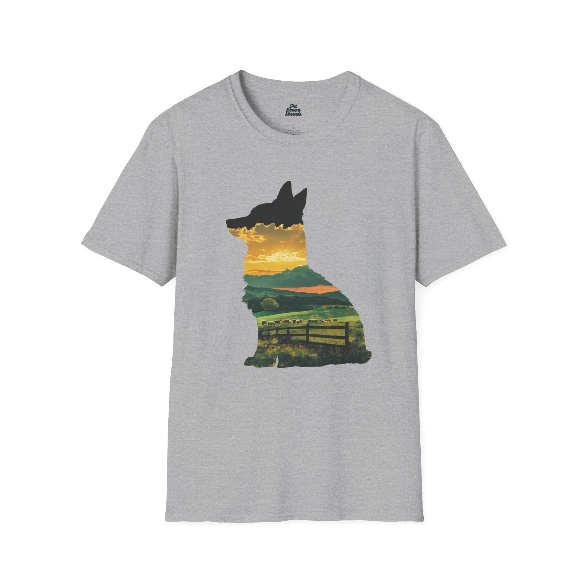 Corgi Sunset Silhouette Tee Sport Grey