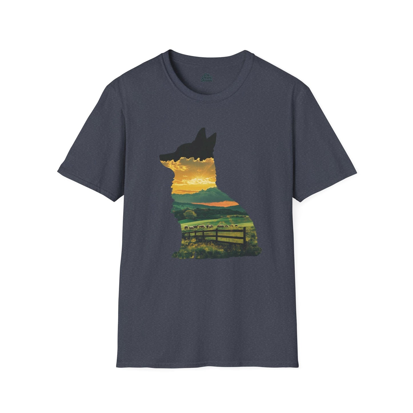 Corgi Sunset Silhouette Tee Heather Navy