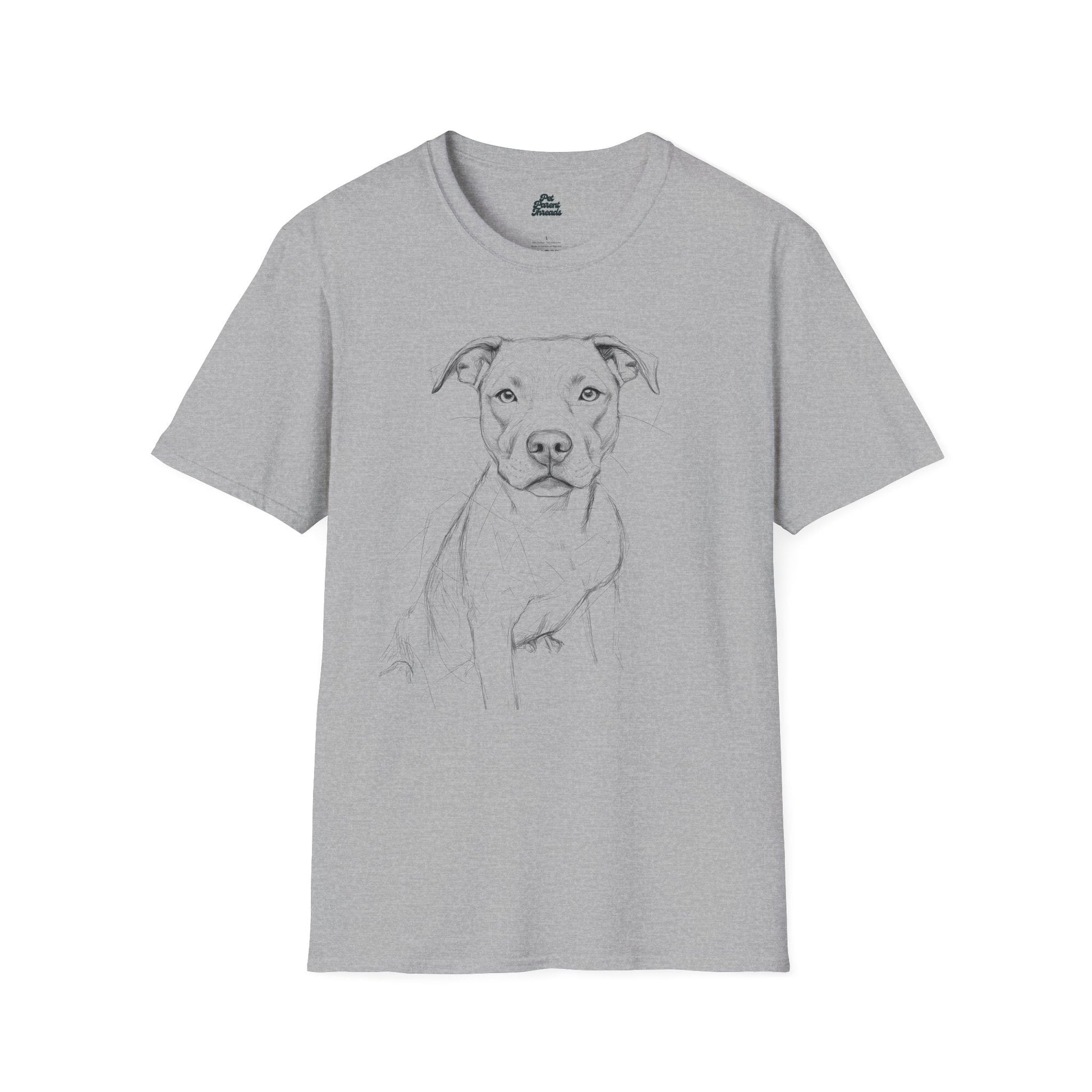 Geometric Pitbull Sketch Graphic Tee Sport Grey