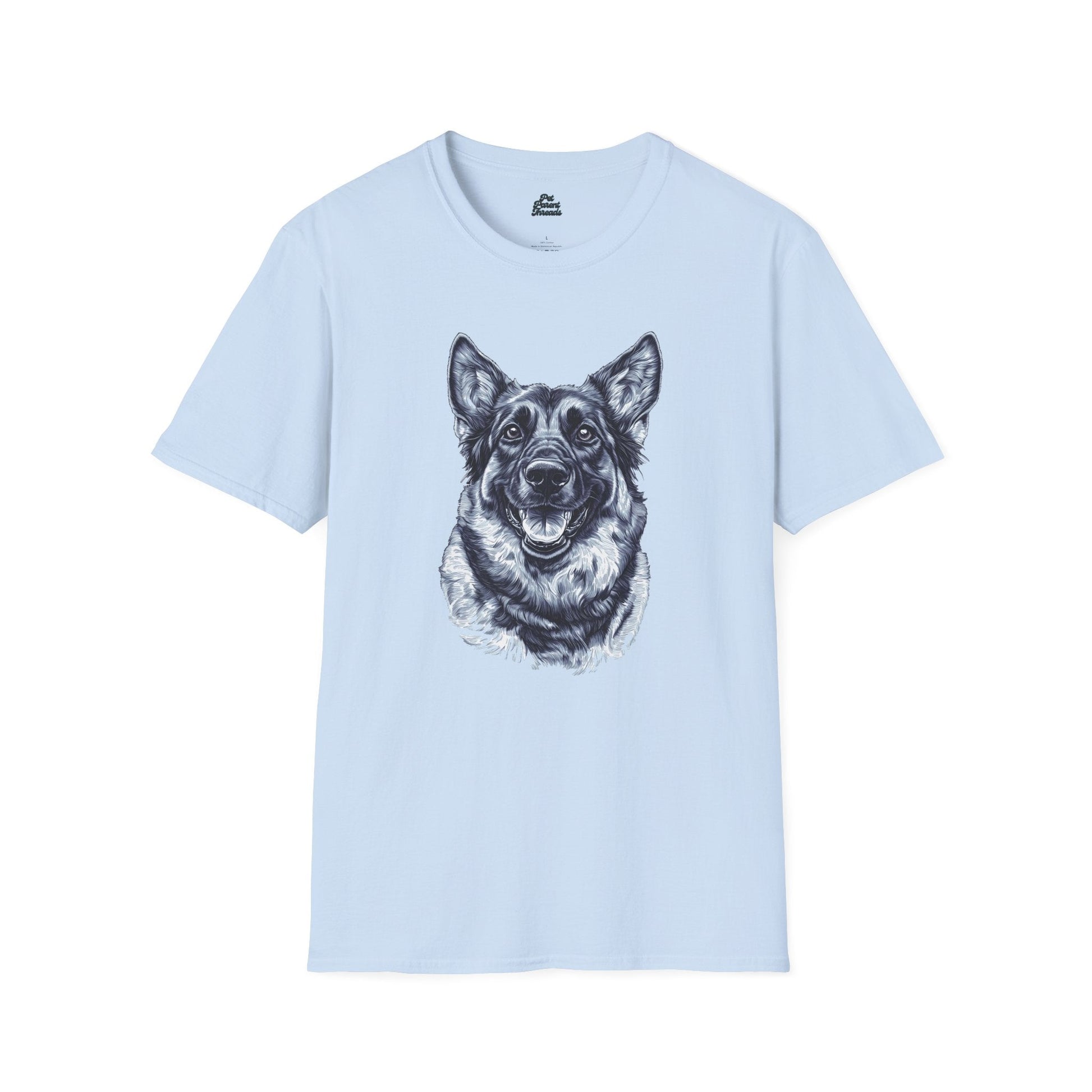 German Shepherd Premium Line Art Graphic Tee Light Blue