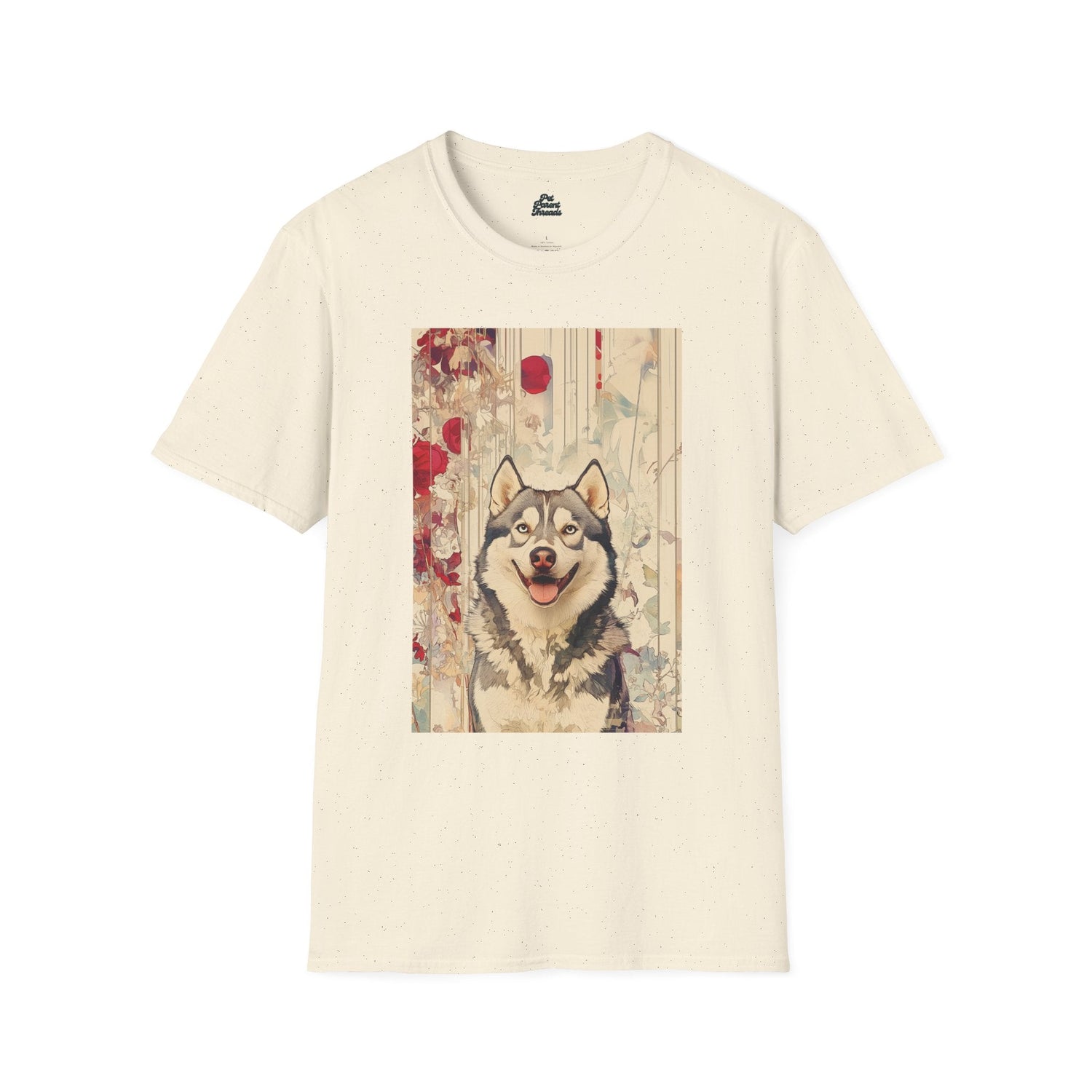 Husky Floral Art Print Graphic Tee Natural