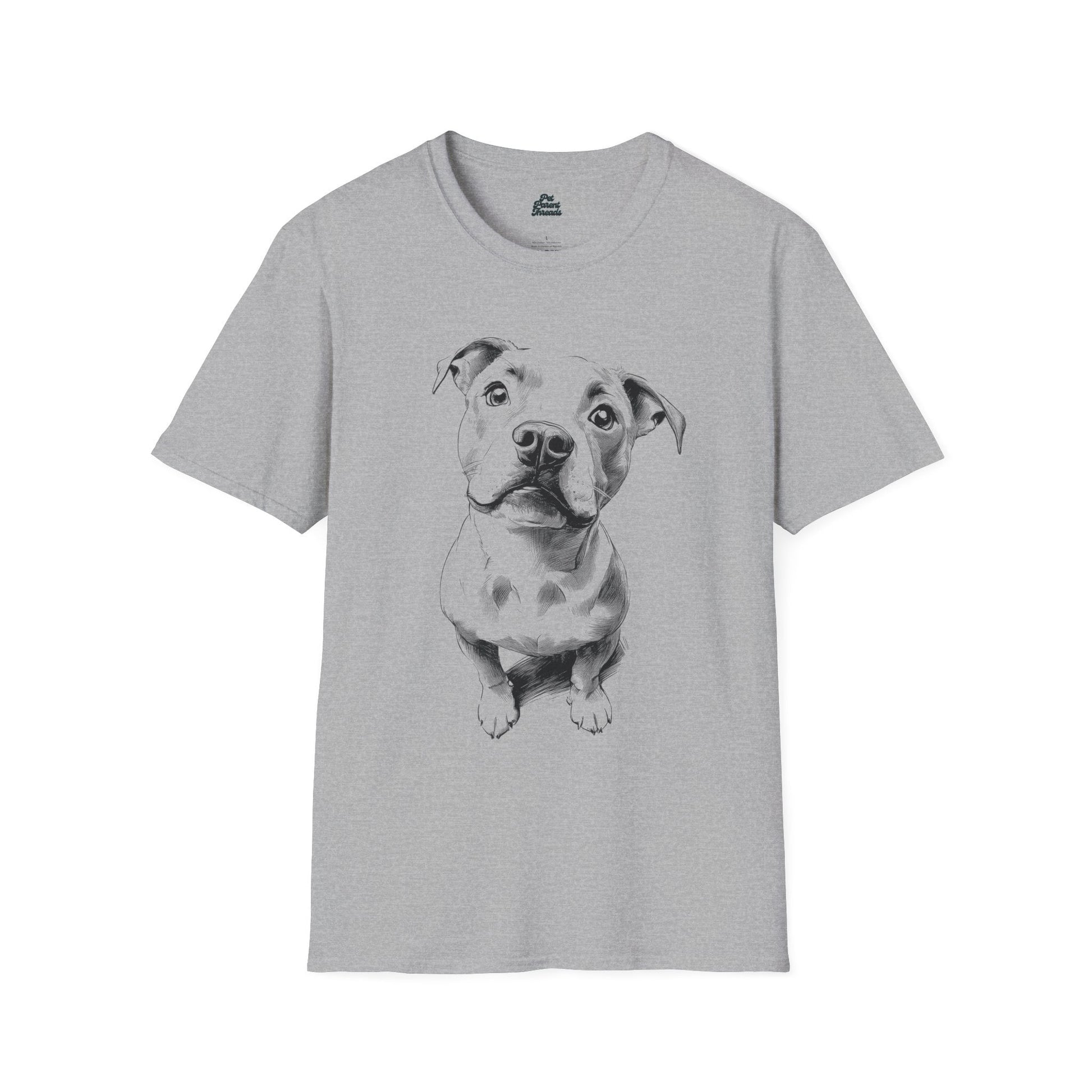 Loyal Pitbull Portrait Graphic Tee Sport Grey