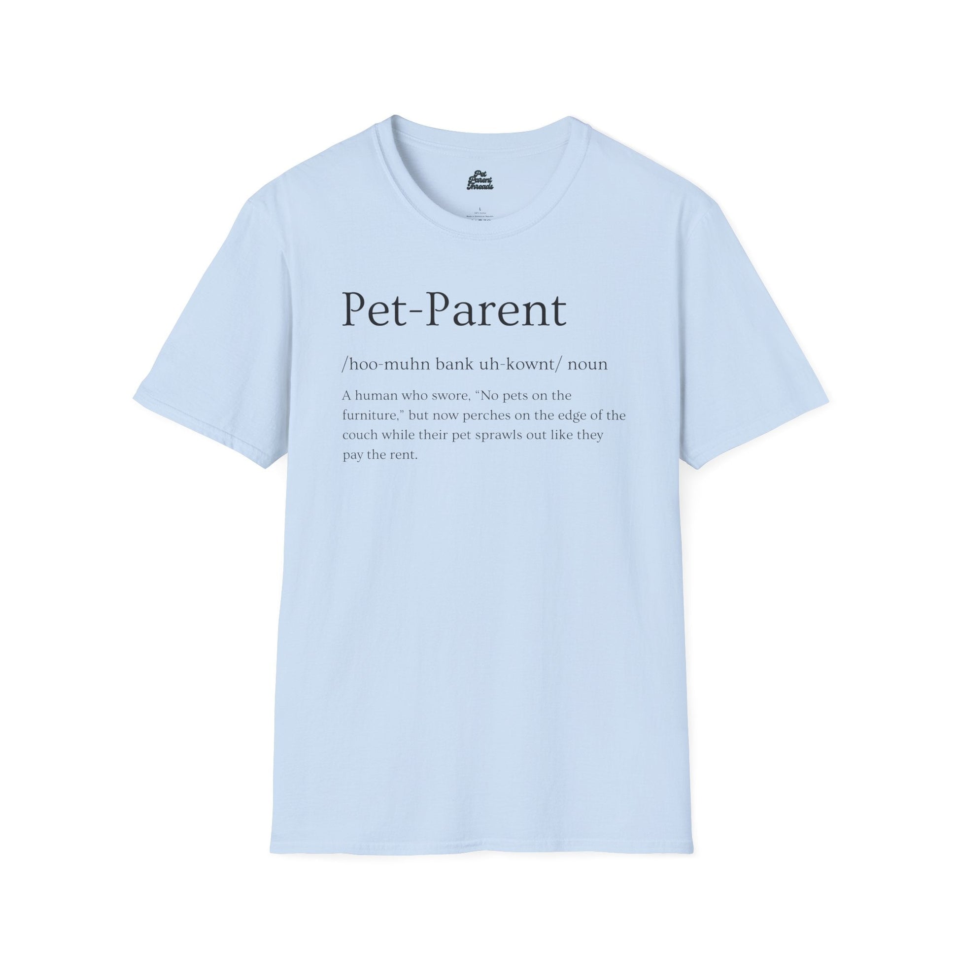 "Pet Parent" Funny Definition Minimalist Tee Light Blue