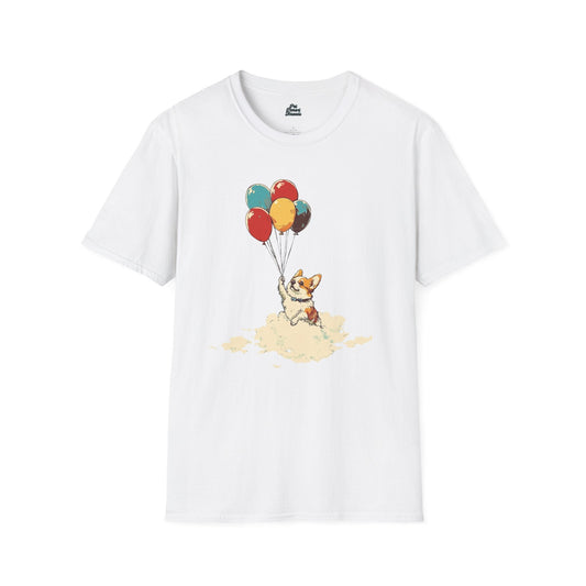 Up Up and Away Corgi Graphic Tee White